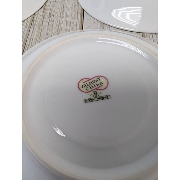 Vintage Valmont Royal Wheat Platinum Trim Set of 4 Saucers Teapcups - Picture 11 of 11